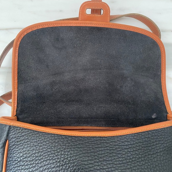 Dooney and Bourke Small Equestrian Classic Crossbody AWL Leather Black Tan Bag - Picture 4 of 12